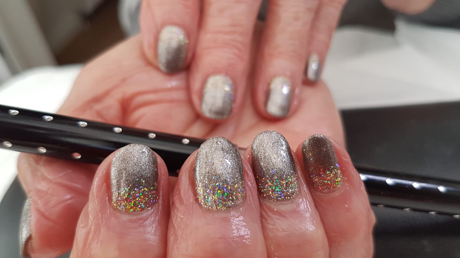 Silver glitter nail polish